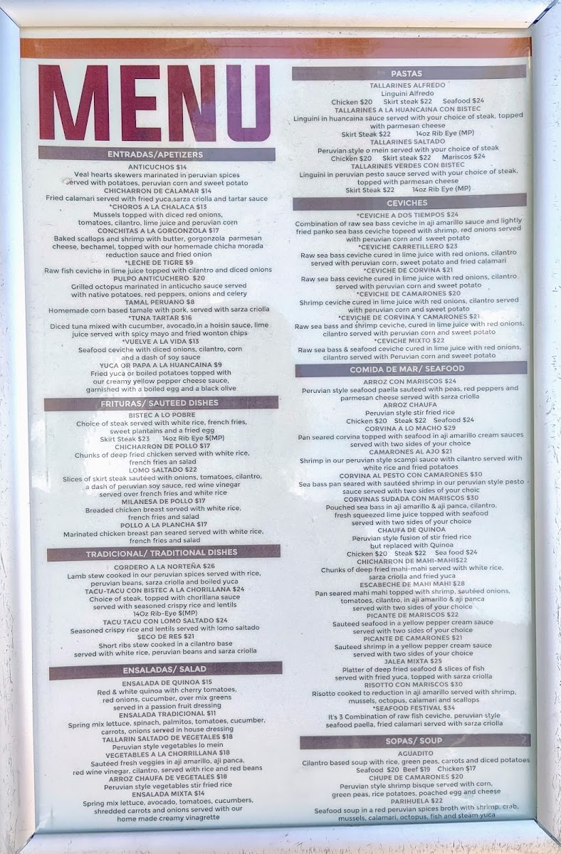 Victoria's Peruvian Pisco Lounge Menu-1
